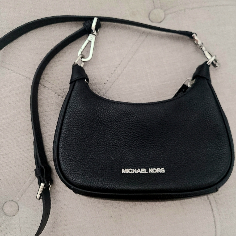 Michael Kors Black Pebbled Leather Mini Shoulder Bag